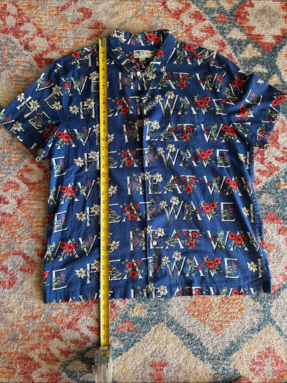 J. Crew Men's Navy Floral Short-Sleeve Button-Up Shirt